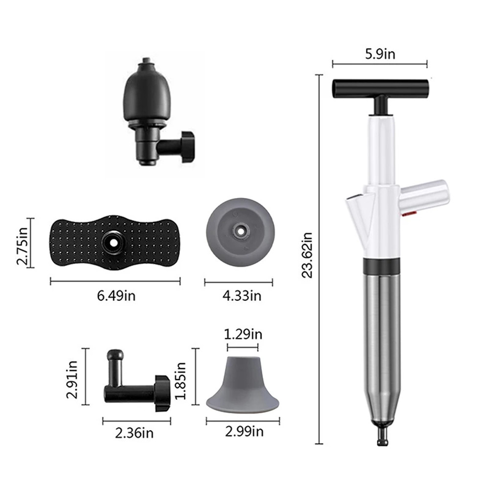 High Pressure Air Drain Blaster Clog Remover Toilet Plunger, Bathroom Kitchen Sink Cleaning Tools, Dredge Clogged Drains