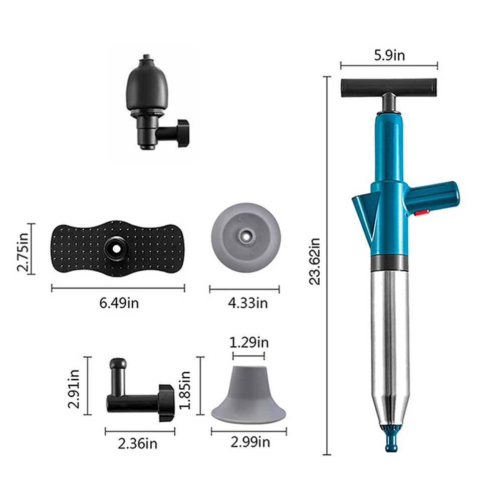 High Pressure Air Drain Blaster Clog Remover Toilet Plunger, Bathroom Kitchen Sink Cleaning Tools, Dredge Clogged Drains