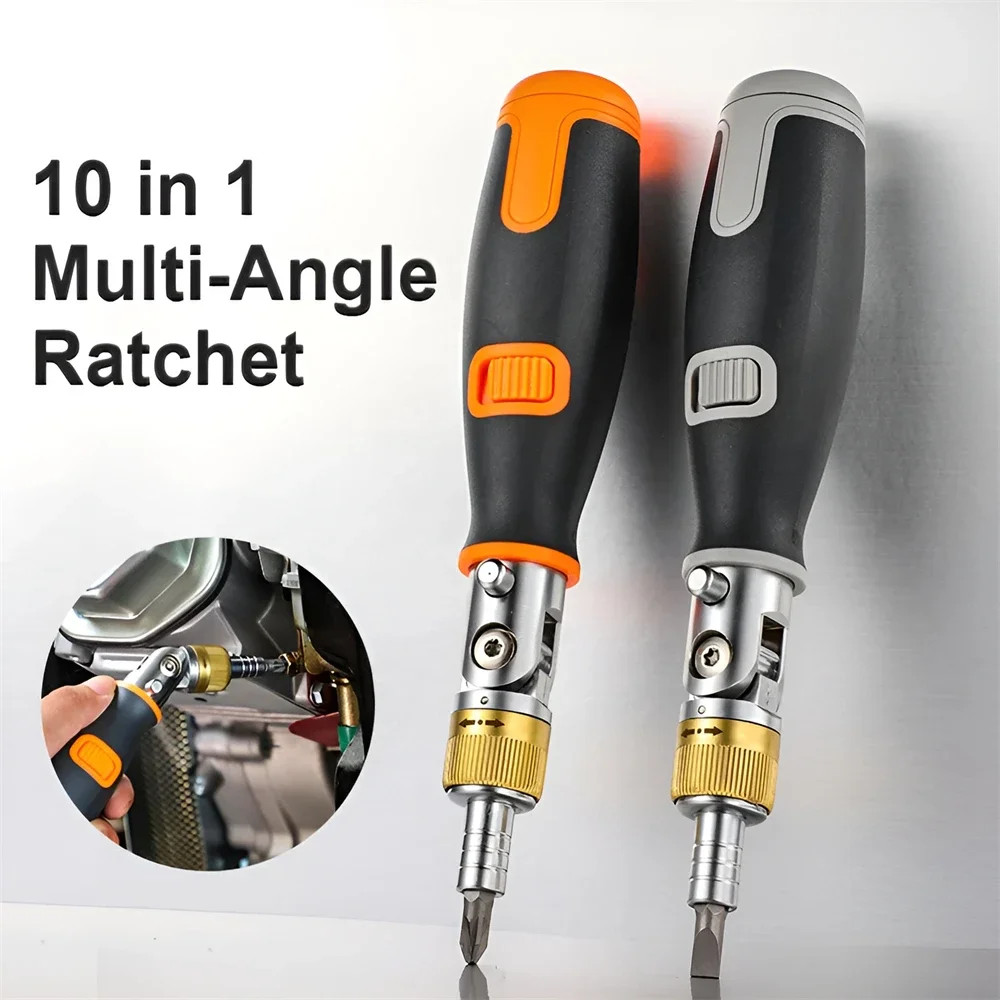 10 In 1 Multi Angle Ratchet Screwdriver Portable Adjustable Repair Tools Hidden Bit Magazine Bidire 0