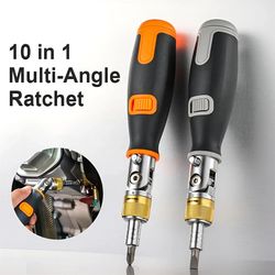 10 in 1 multi angle ratchet screwdriver, portable adjustable repair tools, hidden bit magazine, bidirectional set