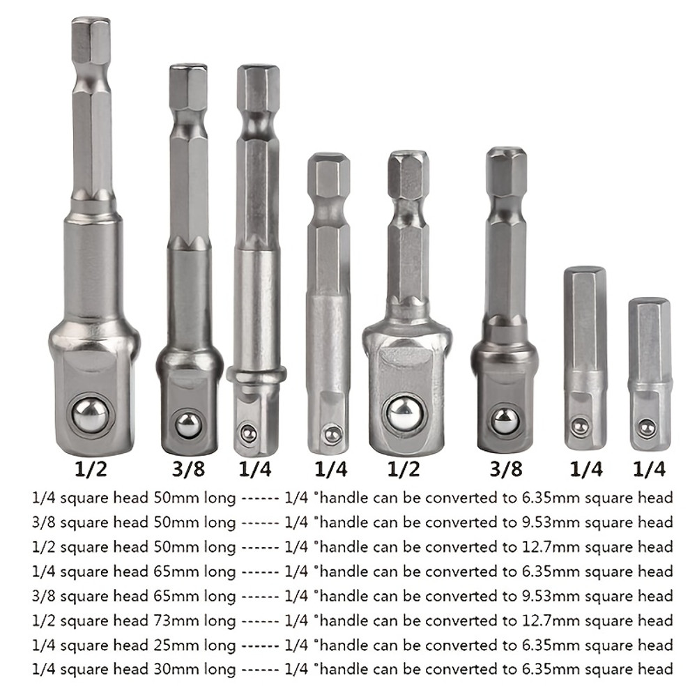 Drill Socket Adapter Set Hex Shank Extension For Impact Driver Square Head Drill Bit Durable Hand T 1