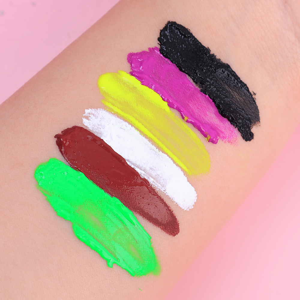 Fluorescent Body Painting Pigments 6 Colors Safe Non Toxic Glow Paint For Face Body Halloween Party 4