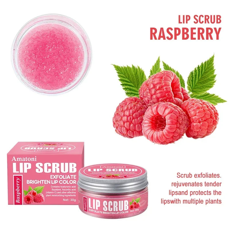 30g Lip Scrub Raspberry Vanilla Coconut Watermelon Lip Exfoliating Brighten Moisturizing Lip Care G 2
