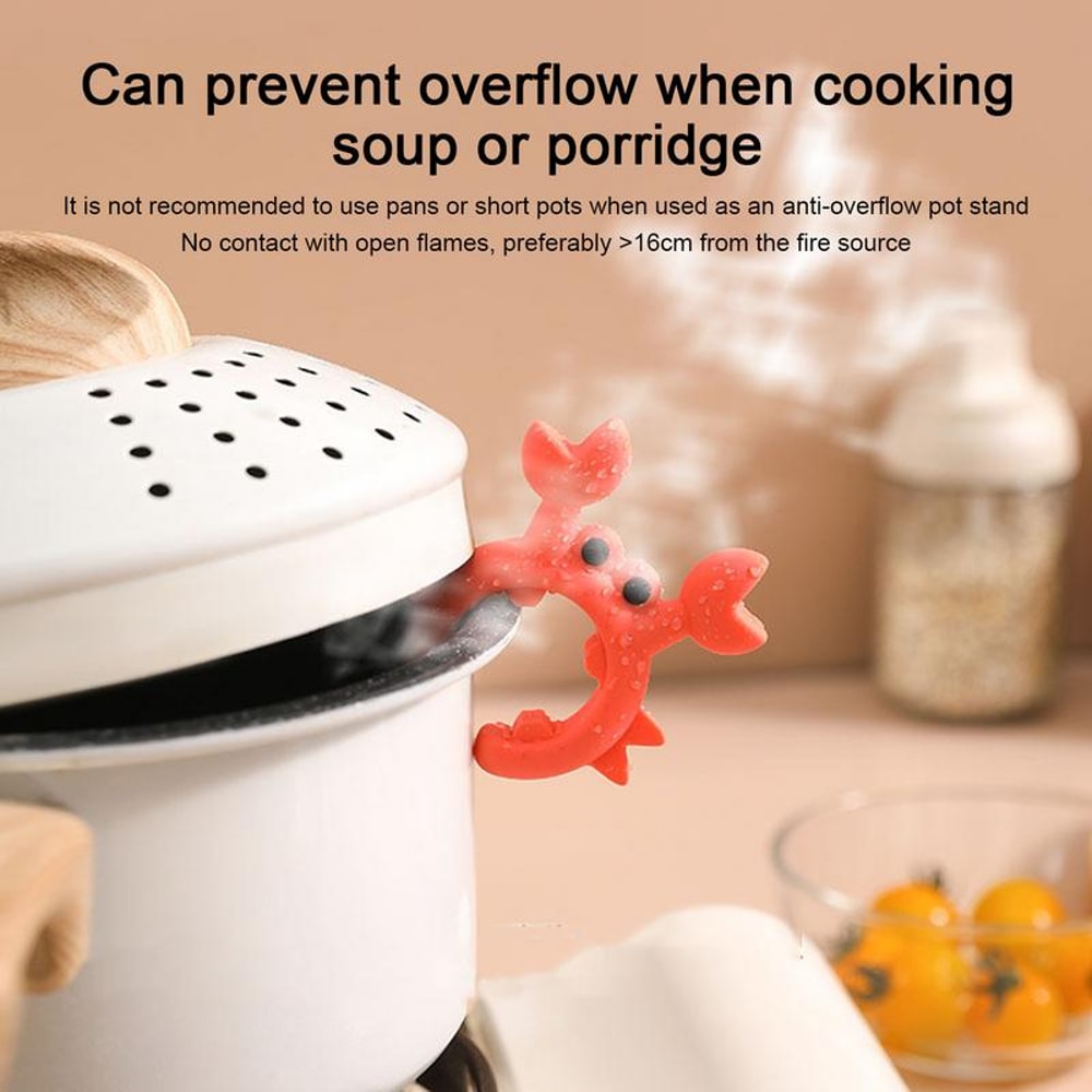 Crab Shaped Silicone Utensil Rest, Anti-Overflow Stove Top Spatula & Ladle Holder Kitchen Gadget