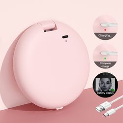 smart uv sunscreen detection mirror with led lights, portable rechargeable makeup mirror for flawless application