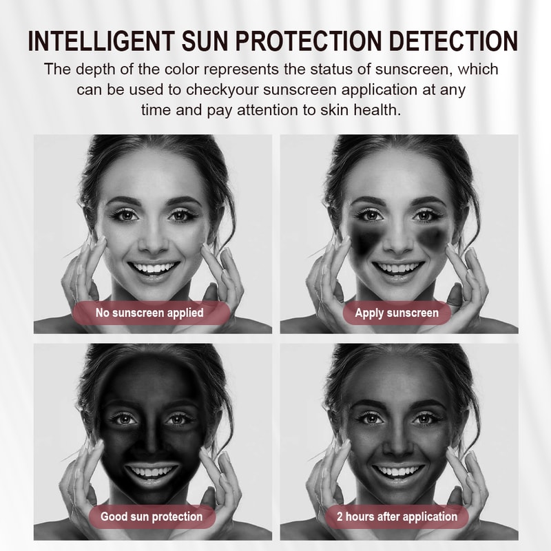 Smart UV Sunscreen Detection Mirror with LED Lights, Portable Rechargeable Makeup Mirror for Flawless Application