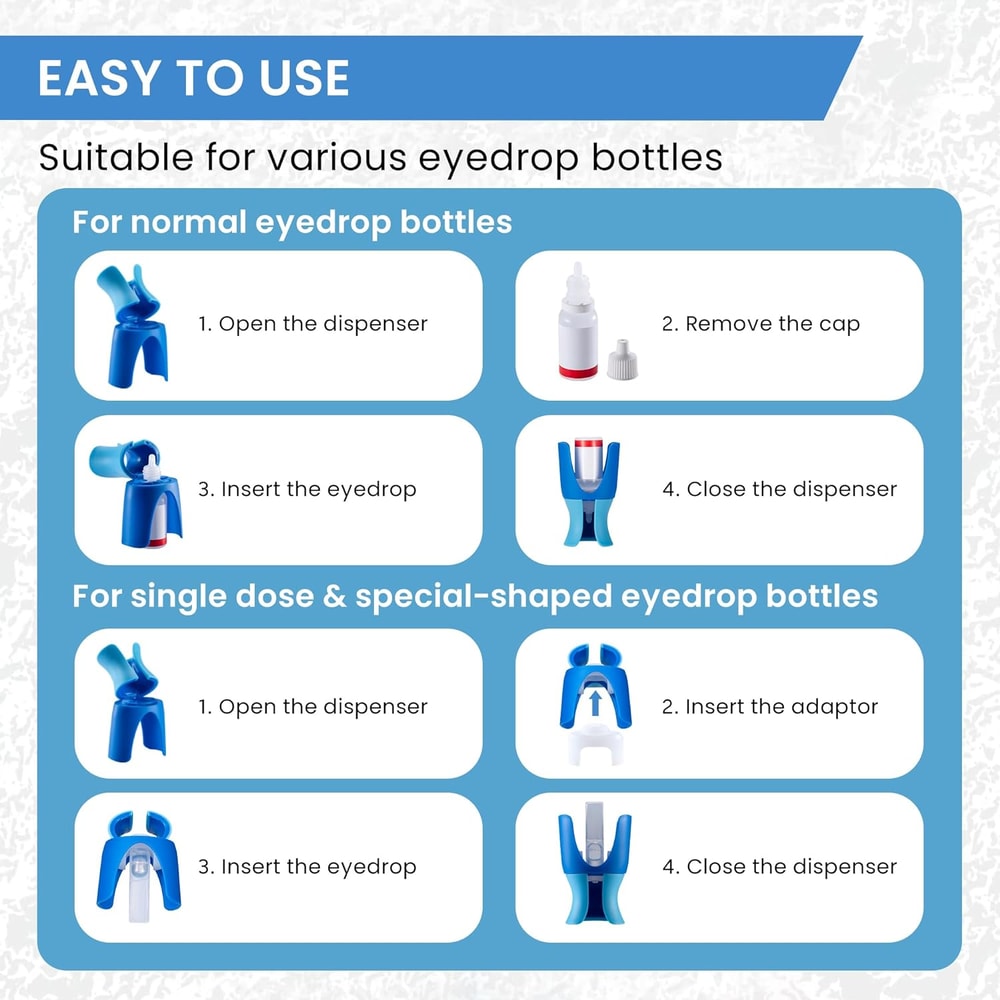 Reusable Eyedrop Guide Aid & Holder, Eye Drops Bottle Helper for Steady, Hands-Free Application