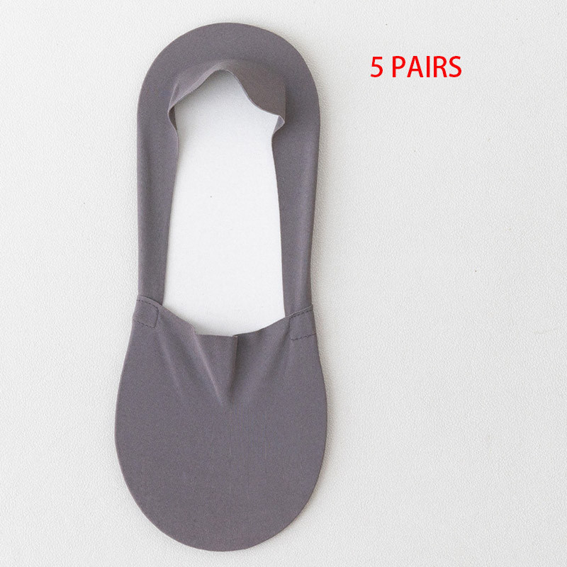 5 Pairs Mens Womens Summer Ice Silk Boat Socks Seamless NonSlip Silicone Grip Invisible Positioning 3