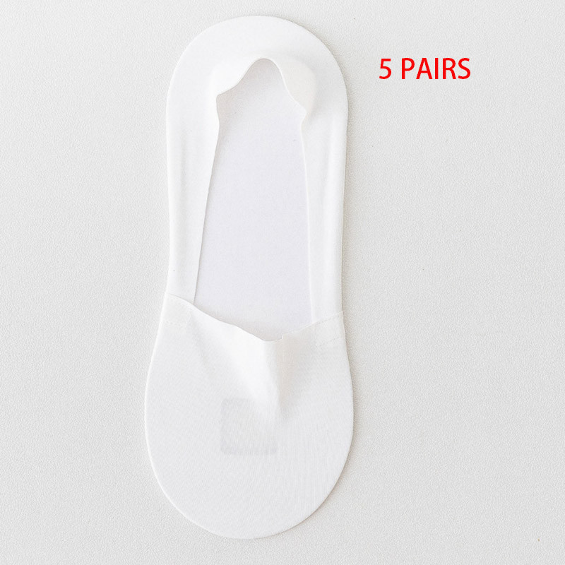 5 Pairs Mens Womens Summer Ice Silk Boat Socks Seamless NonSlip Silicone Grip Invisible Positioning 6