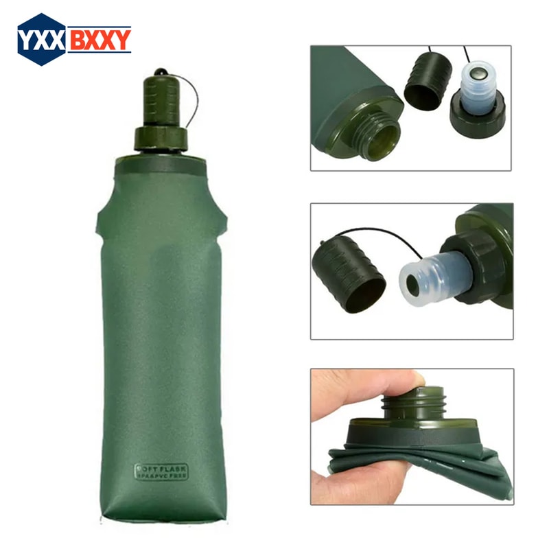250ML 500ML Soft Flask, Running Water Bottle Foldable, TPU Hydration Flask for Running Pack, Cycling & Hiking
