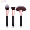 Docolor 3-Piece Makeup Brush Set, Fundation Brush, Flat Top Kabuki & Fan Brush for Contour, Powder, Highlighter, Blush