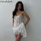 Candyhot Elegant Lace Strapless Dress Sexy SeeThrough Bandage Mini Dress For Women Summer Slim Stre 0