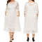 Elegant V-Neck A-Line Dress with Floral Lace Overlay and Pockets for Beach Parties & Evening Events