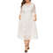Elegant V-Neck A-Line Dress with Floral Lace Overlay and Pockets for Beach Parties & Evening Events