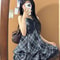2025 Japanese Vintage Style Strap Dress, Womens Korean Fashion Black Lace Cami Dress for Summer, Sweet Patchwork One