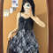 2025 Japanese Vintage Style Strap Dress, Womens Korean Fashion Black Lace Cami Dress for Summer, Sweet Patchwork One