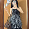 2025 Japanese Vintage Style Strap Dress, Womens Korean Fashion Black Lace Cami Dress for Summer, Sweet Patchwork One