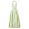 YENKYE Womens Sexy Backless Green Halter Dress Elegant Low Waist ALine Midi Evening Party Dress In 1