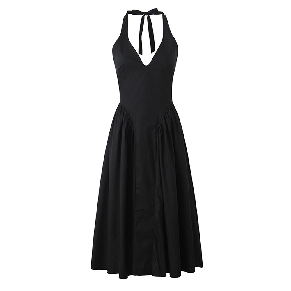 YENKYE Womens Sexy Backless Green Halter Dress Elegant Low Waist ALine Midi Evening Party Dress In  4