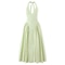 YENKYE Womens Sexy Backless Green Halter Dress Elegant Low Waist ALine Midi Evening Party Dress In 5