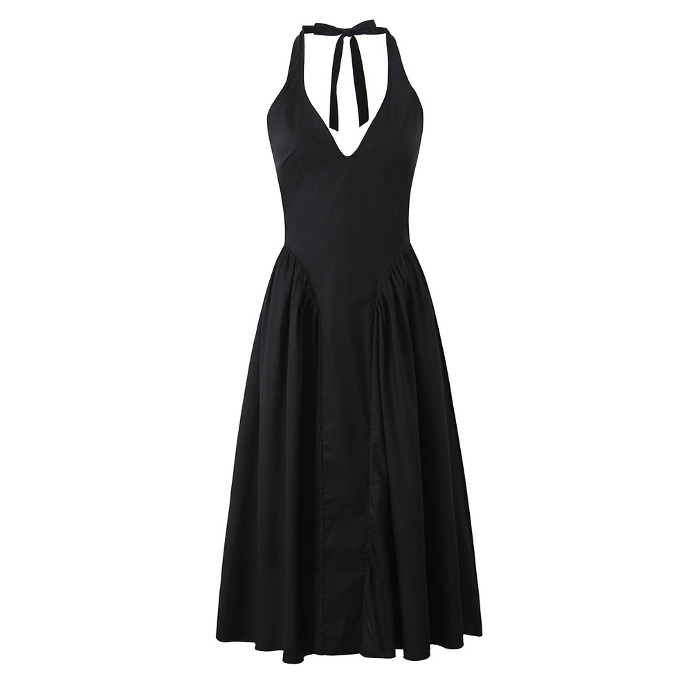 YENKYE Womens Sexy Backless Green Halter Dress Elegant Low Waist ALine Midi Evening Party Dress In  6