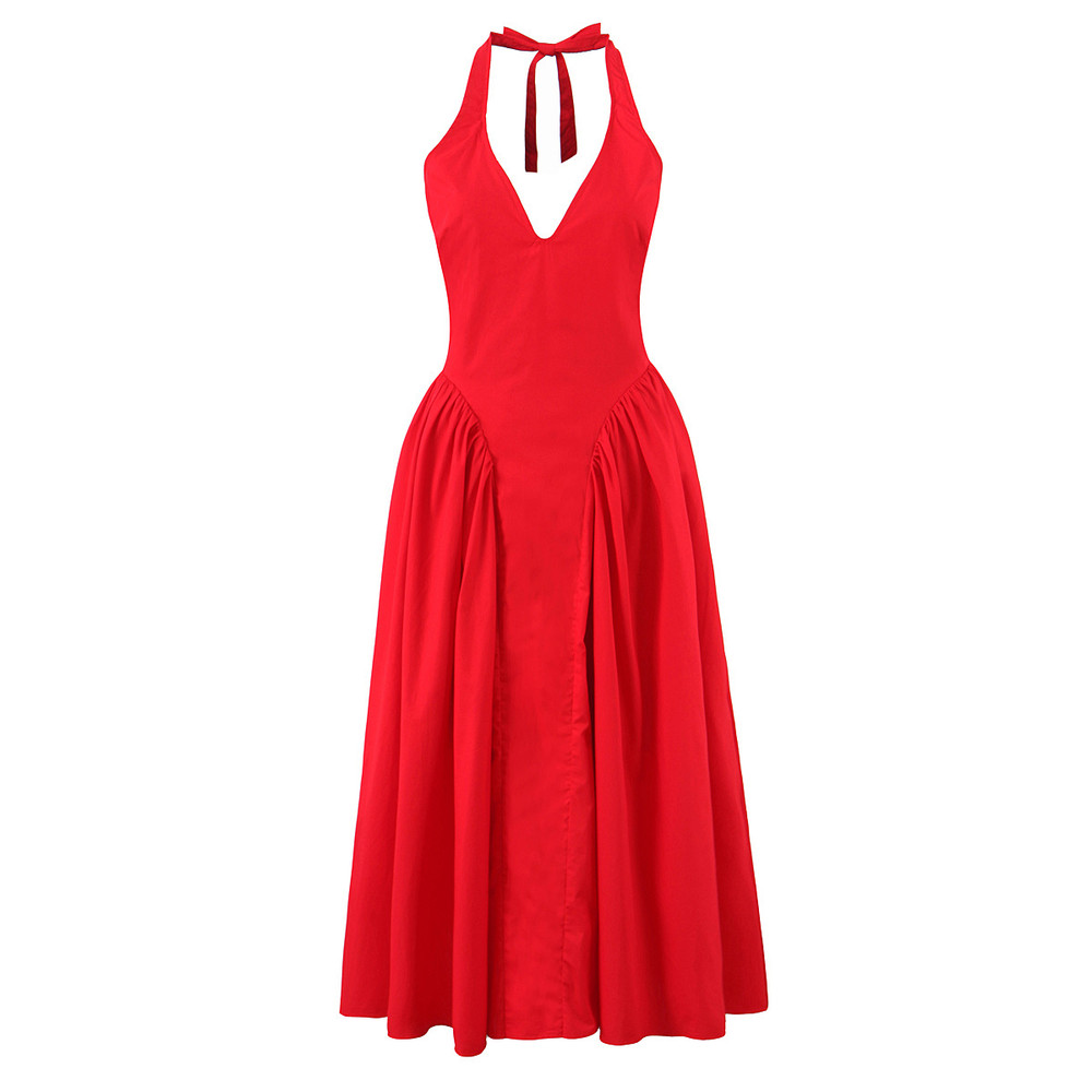 YENKYE Womens Sexy Backless Green Halter Dress Elegant Low Waist ALine Midi Evening Party Dress In  7