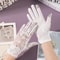 Elegant Lady Thin Gloves for Bridal Wedding, Breathable Driving & Touchscreen Short Gloves with Lace Bow for Bride
