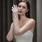 Bridal Gloves, Heavy Handmade Beading Elegant Long Slim Wedding Gloves for Dinner Party & Tulle Accessories