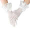 Elegant White Satin Bride Gloves With Bowknot Lace Wedding Dress Gloves  Etiquette Hand Accessories 3