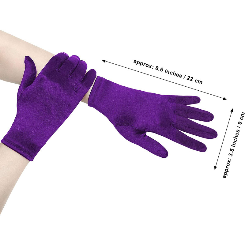 Short Opera Velvet Gloves for Women, Flapper Stretchy Wrist Length Banquet & Tea Party Gloves for Halloween Costume