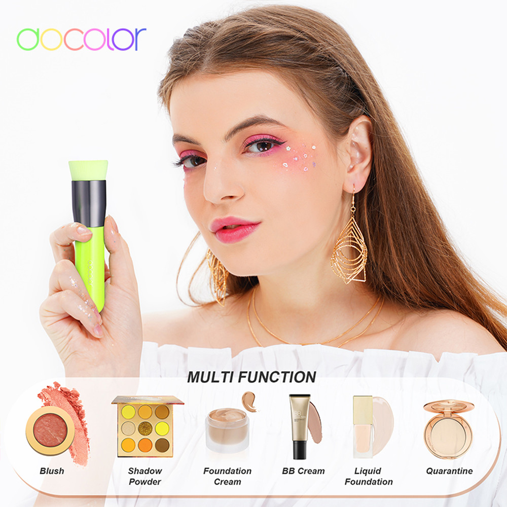 Docolor 3pcs Makeup Brushes Flat Top, Large Face Brush Foundation Brush, Professional Cosmetic Powder Makeup Brush