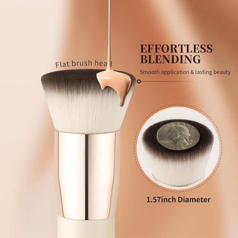 Flat Top Foundation Brush, Kabuki Makeup Brush Synthetic Professional, Liquid Blending Powder Tools