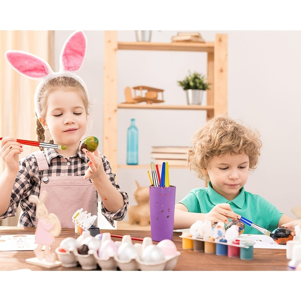 8 Pcs Big Washable Paint Brushes for Kids, Chubby Toddler Brushes, Easy to Clean, Grip Round and Flat Preschool