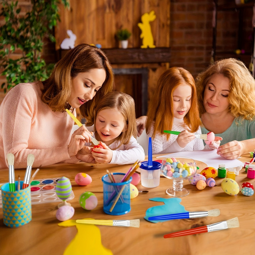 8 Pcs Big Washable Paint Brushes for Kids, Chubby Toddler Brushes, Easy to Clean, Grip Round and Flat Preschool