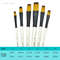 6pcs Art Paint Brush Set, White Handle Flat Brush, Easy Control, Perfect for Watercolor, Oil and Acrylic Painting