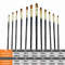 12Pcs Acrylic Paint Brushes Set, Flat Paint Brushes, Nylon Professional Brushes for Watercolor and Acrylic Painting