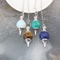 Natural Rose Quartz Labradorite Pendulum for Dowsing Divination, Crystal Cone Pendant with Round Beads Stone Chain