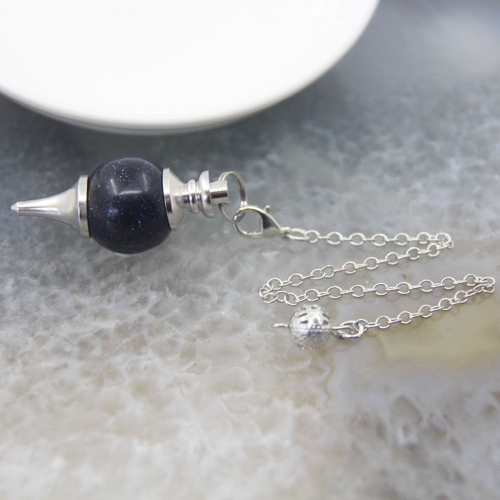 Natural Rose Quartz Labradorite Pendulum for Dowsing Divination, Crystal Cone Pendant with Round Beads Stone Chain