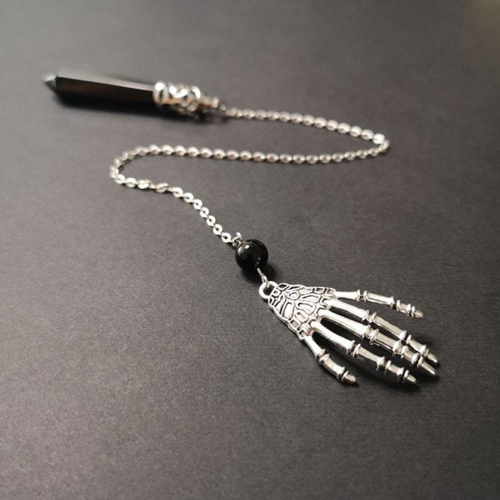 Healing Natural Stone Pendant Black Crystals Pendulum For Divination Dowsing Vintage Gothic Hand Ch 2