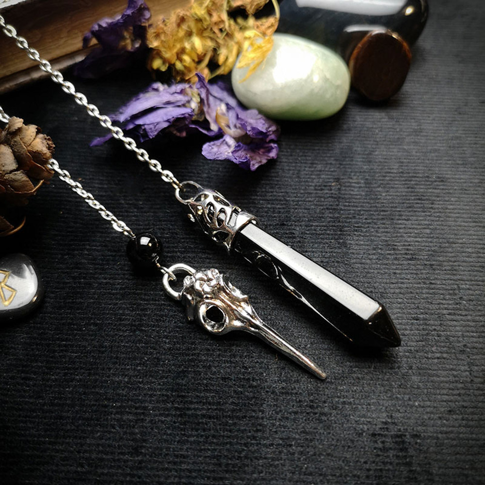 Healing Natural Stone Pendant Black Crystals Pendulum For Divination Dowsing Vintage Gothic Hand Ch 4