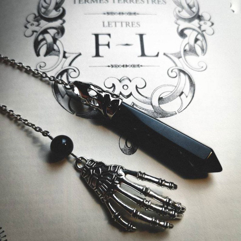 Healing Natural Stone Pendant Black Crystals Pendulum For Divination Dowsing Vintage Gothic Hand Ch 5