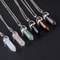 1PCS Natural Quartz Obsidian Crystal Hexagonal Chakra Healing Pendulum Stainless Steel Pendant Neck 0