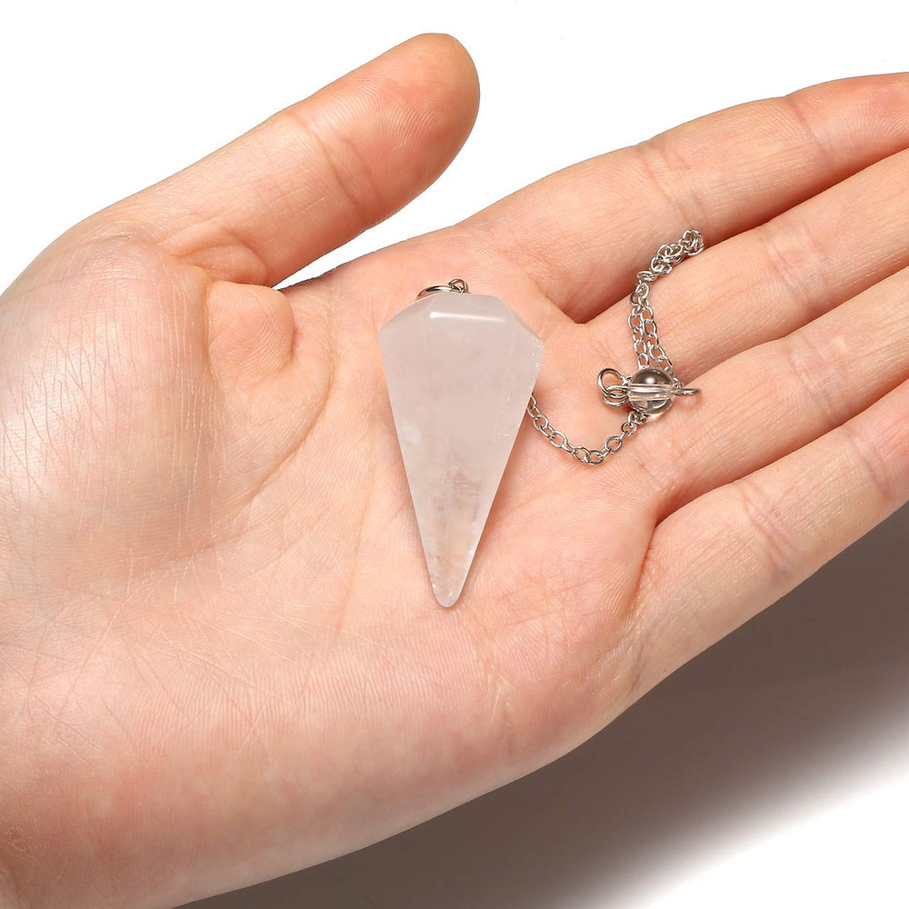 Natural Amethyst Crystal Pendulum for Divination Reiki Healing, Faceted Point Gem Stone for Dowsing, Pendulums