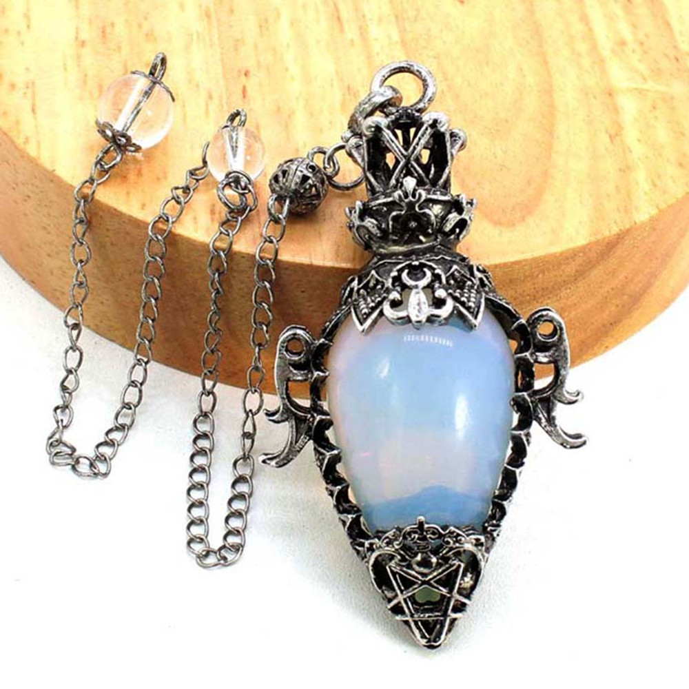 Water Drop Crystal Pendulum for Dowsing, Natural Amethyst, Rose Quartz, Onyx Antique Pendulums for Spiritual Divination