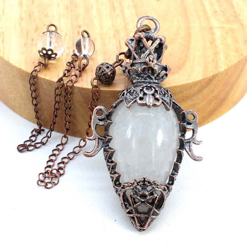 Water Drop Crystal Pendulum for Dowsing, Natural Amethyst, Rose Quartz, Onyx Antique Pendulums for Spiritual Divination