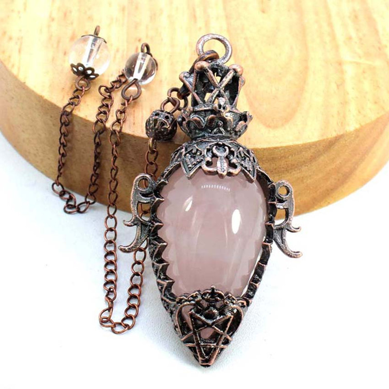 Water Drop Crystal Pendulum for Dowsing, Natural Amethyst, Rose Quartz, Onyx Antique Pendulums for Spiritual Divination