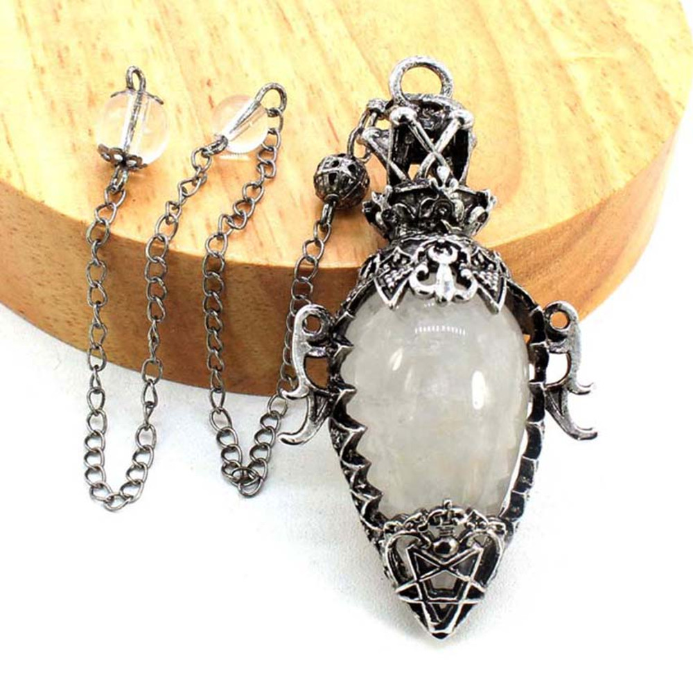 Water Drop Crystal Pendulum for Dowsing, Natural Amethyst, Rose Quartz, Onyx Antique Pendulums for Spiritual Divination