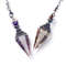 Natural Stone Crystal Pendulum Necklace, Hexagonal Cone Amethyst, Rose Quartz Chakra Pendant with Crushed Stone Bag
