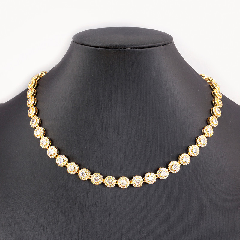 Nidin Romantic Heart & Round Shape Necklace, Shiny Crystal Zircon Chain for Women Perfect Valentines Day Jewelry Gift