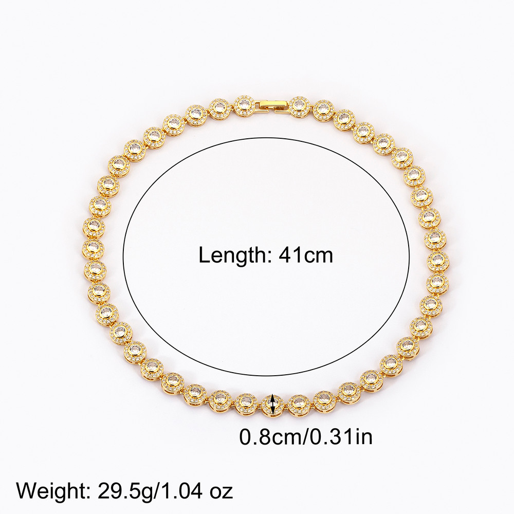 Nidin Romantic Heart & Round Shape Necklace, Shiny Crystal Zircon Chain for Women Perfect Valentines Day Jewelry Gift